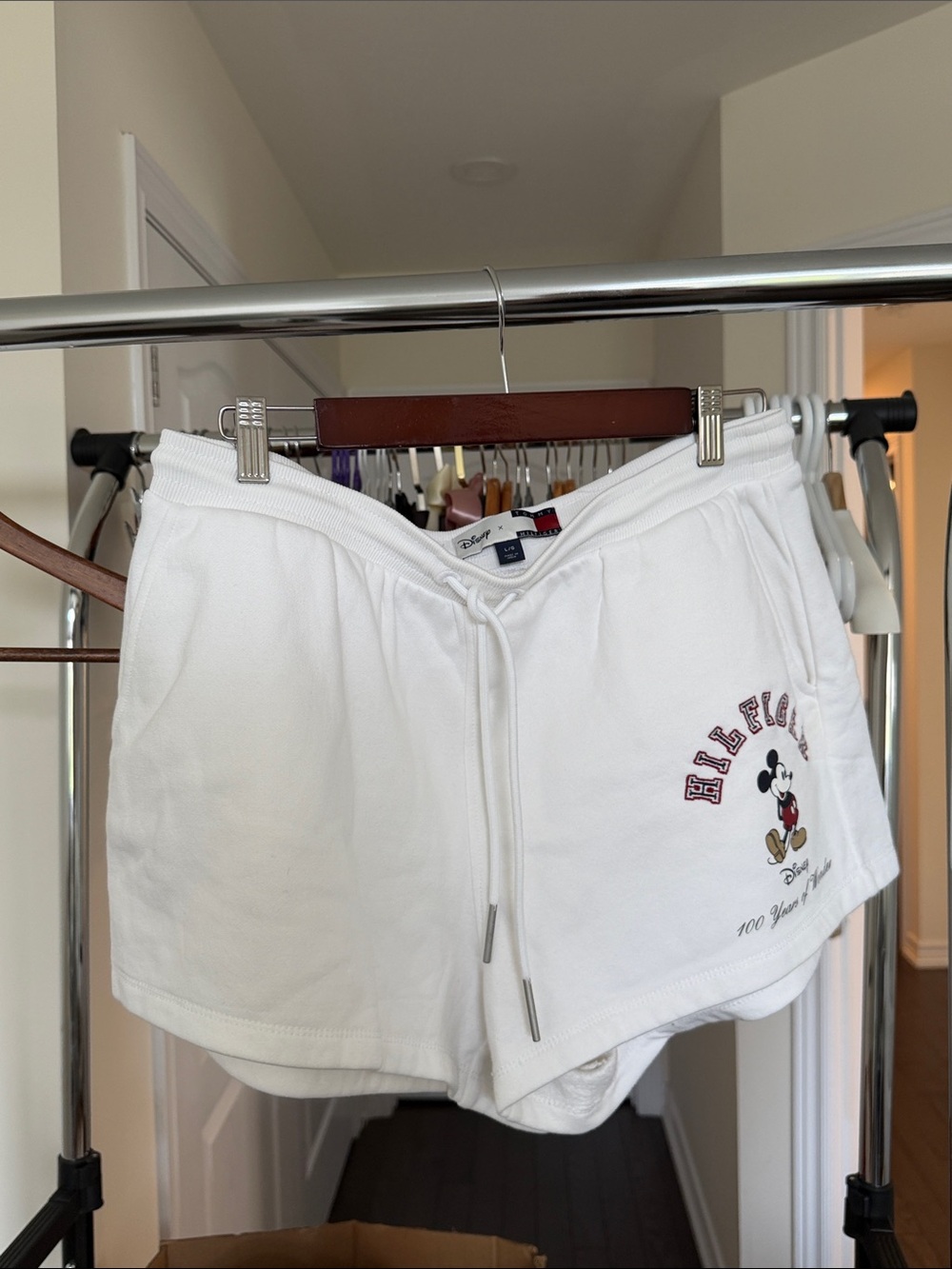 Tommy Hilfiger White Mickey Mouse Drawstring Athletic Shorts